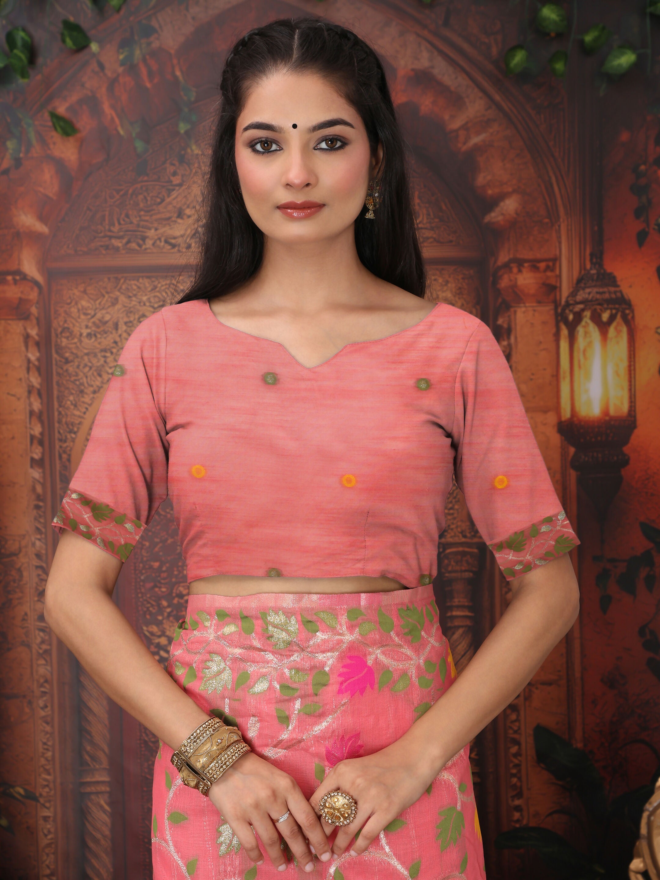 Astita Linen Cotton Pink Saree