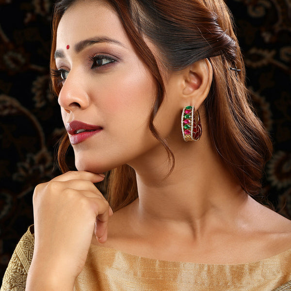 Ruby Raang Gold Polished Kundan Work Multi Loops