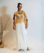 Thumbnail for Timaraa Camel Beige To Ivory Ombre Embellished Kaftan Dress - Dista
