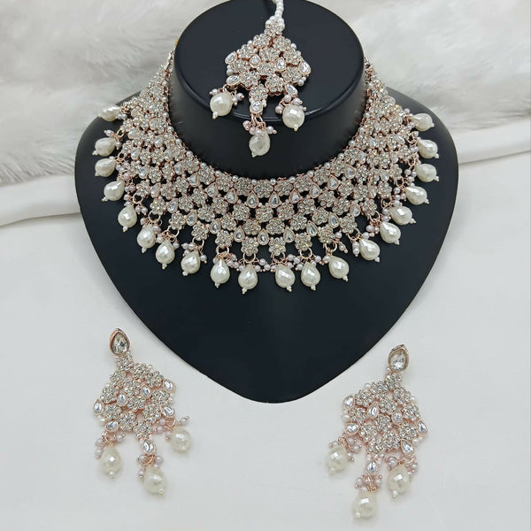 Joban Fashion Women Cream Stone Work Necklace Set - Distacart