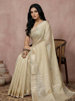 Thumbnail for Shree Shyam Fashion Cream Cotton Saree - Distacart