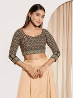 Thumbnail for Joban Fashion Black Cotton Padded Blouse With Sweetheart Neck Elbow Sleeves - Distacart