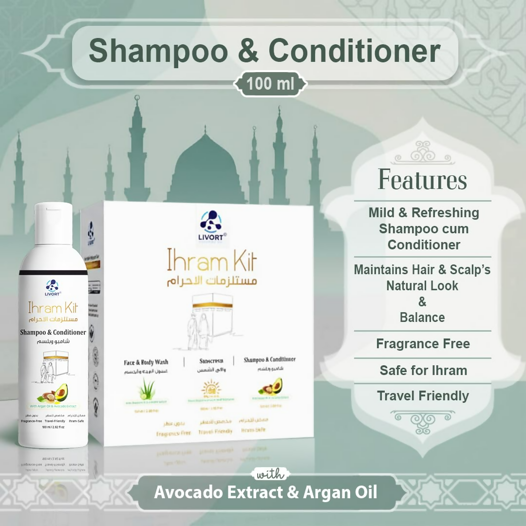 Livort Ihram Kit Hajj & Umrah Face & Body Wash Sunscreen Shampoo & Conditioner - Distacart
