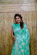 Thumbnail for Partywear Designer Rama Jamdani contton Fancy Saree - Starwalk - Distacart