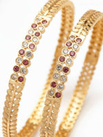 Thumbnail for NVR Women Set of 2 Gold Plated CZ Stone Bangle - Distacart