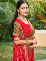 Thumbnail for Shree Shyam Fashion Mehndi Pochampally Silk Saree - Distacart