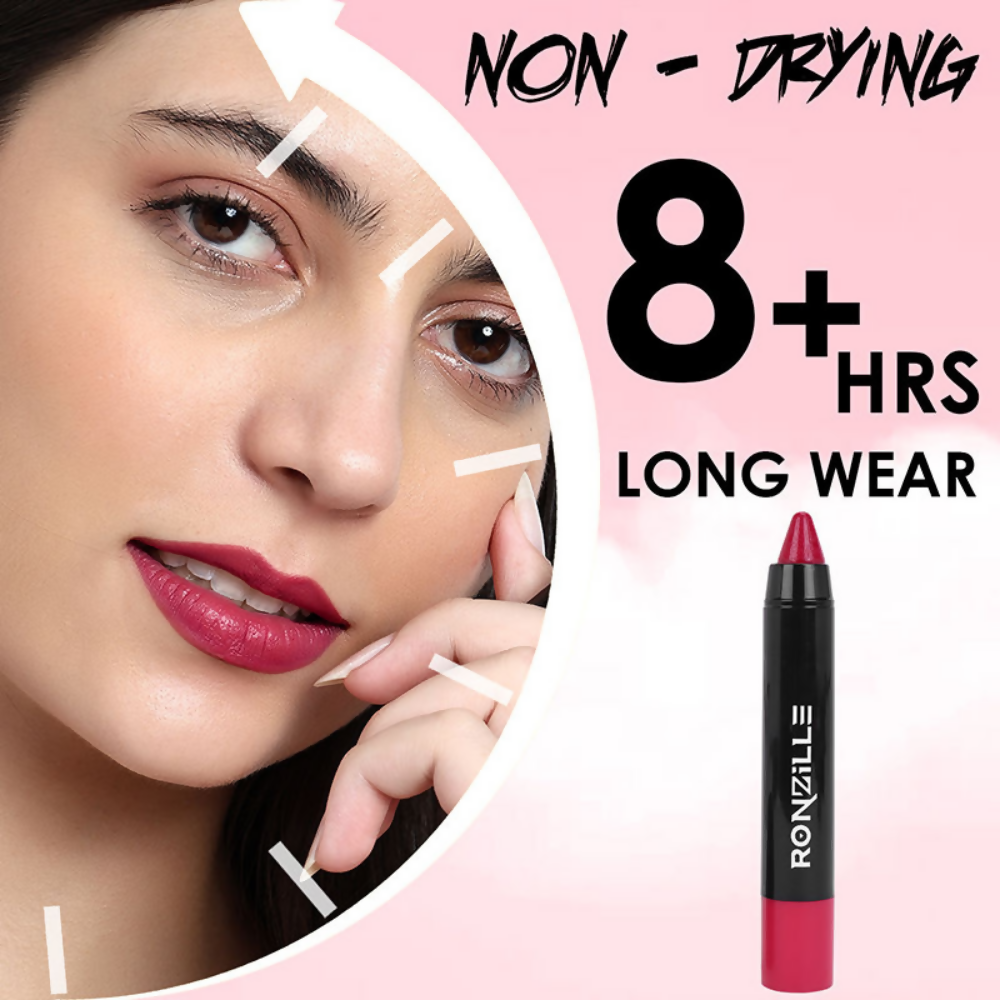 Ronzille Long Stay Matte Lip Crayon - Deep Carmine - Dista
