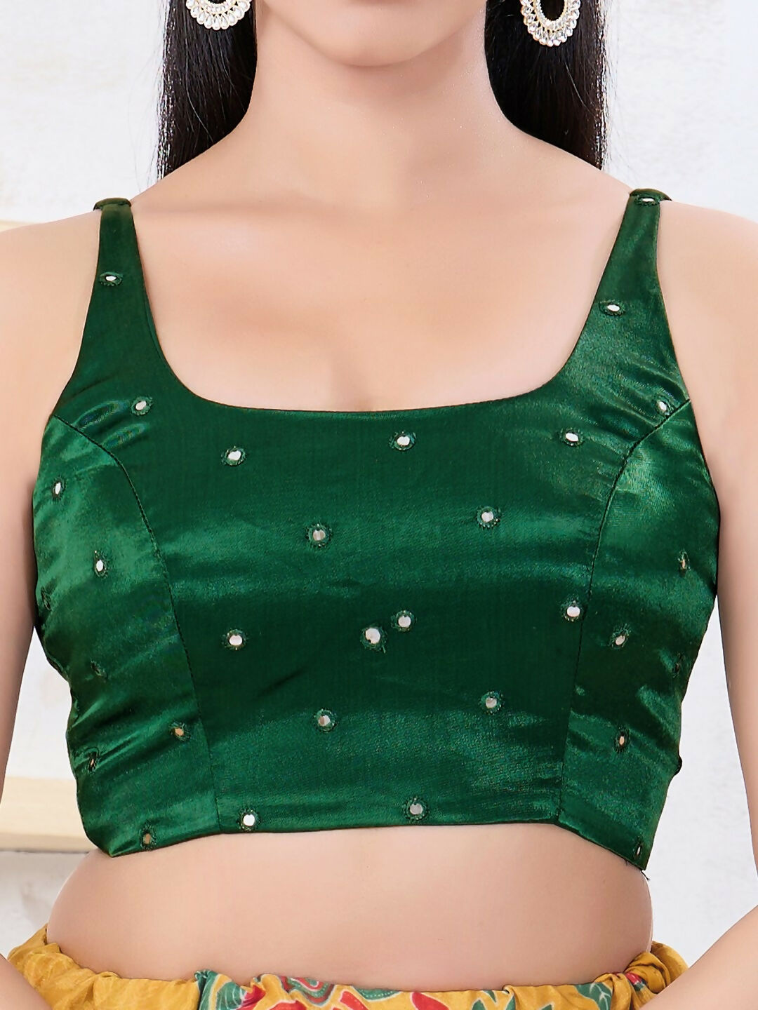 Joban Fashion Bottle-Green Gajji Silk Sleeveless Back Open Blouse