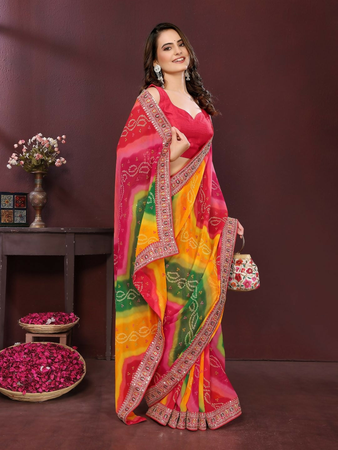 Ai Fashion Multi Georgette Digital Print Party Wear Saree