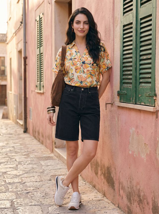 Janasya Multi Straight Cotton Top - Dista