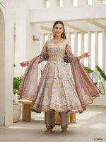 Thumbnail for Functional Designer Grey Jam Silk Anarkali suit with Dupatta-Anbazaar - Distacart