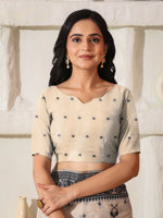 Thumbnail for Astita Linen Cotton Black & Cream Saree