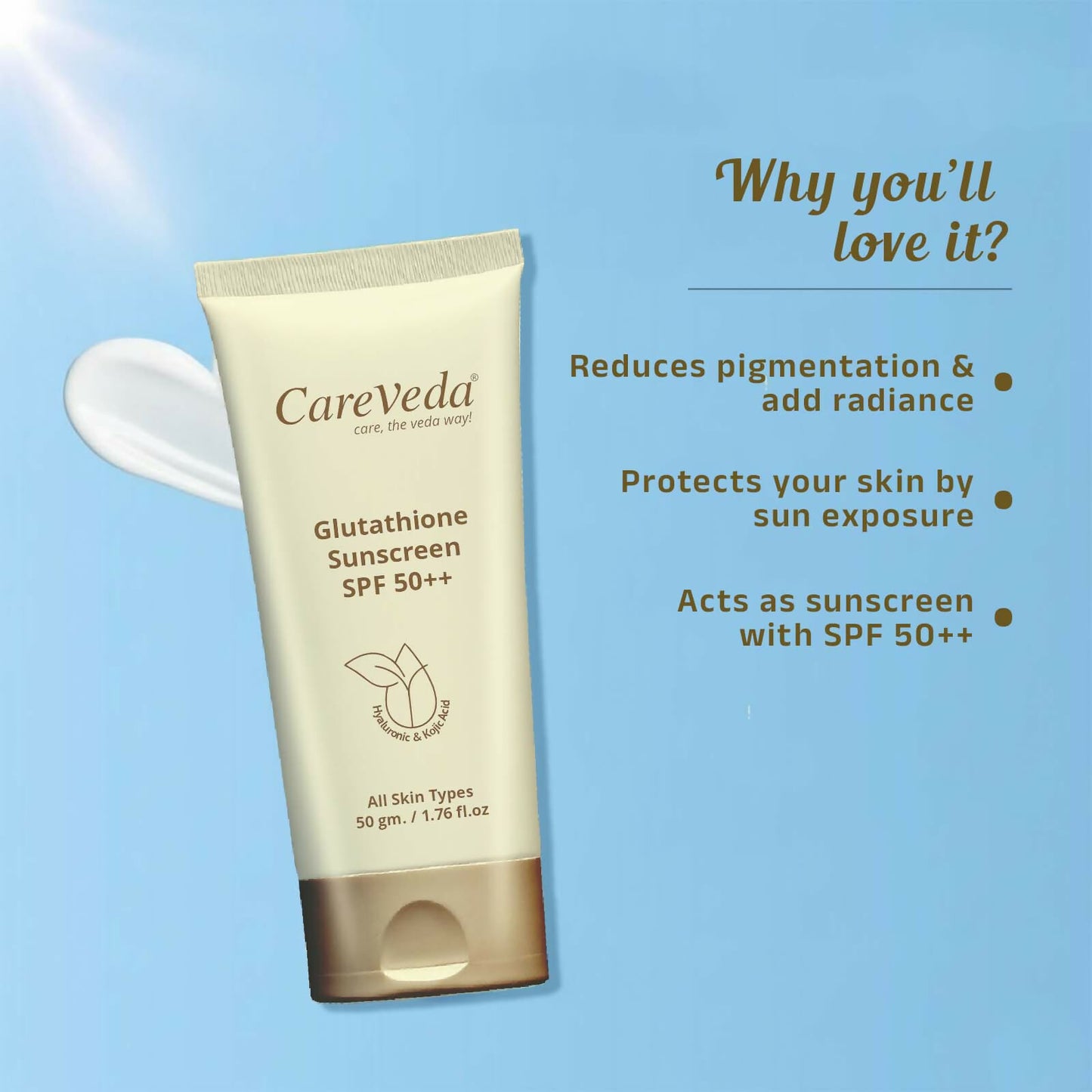 CareVeda Glutathione Sunscreen SPF 50++ - Dista