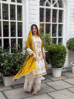 Thumbnail for Teeya Creation White Color Chinon Silk Party Wear Trending Palazzo Set - Distacart