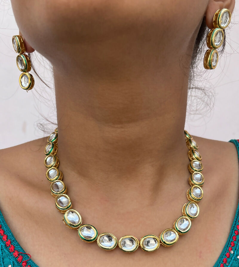 Joban Fashion Hand Made High Quality Gold Plated Base Metal Alloy Kundan Stone Studded Kundan Jewellery Set - Distacart