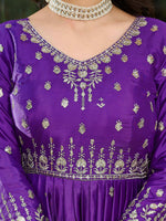 Thumbnail for Joban Fashion Purple Kurta set with Pant Art silk Thread with Sequins work