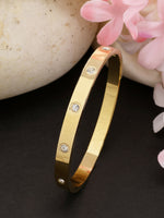 Thumbnail for NVR Women's Gold-Polished CZ Stone-Studded Kada Bracelet - Distacart