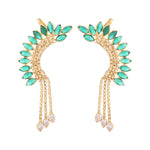 Thumbnail for Nuyug 22K Gold Plated Faux Emerald Studded Contemporary Ear Cuff Earrings - Distacart