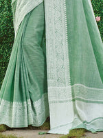 Thumbnail for Astita Rama Green Linen Saree