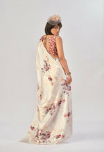 Thumbnail for Vastranavya White Satin Silk Elegant Printed Saree with Unstitched Blouse - Distacart