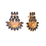 Thumbnail for Nuyug 22K Gold Plated Crystal Studded Contemporary Floral Shaped Stud Earrings