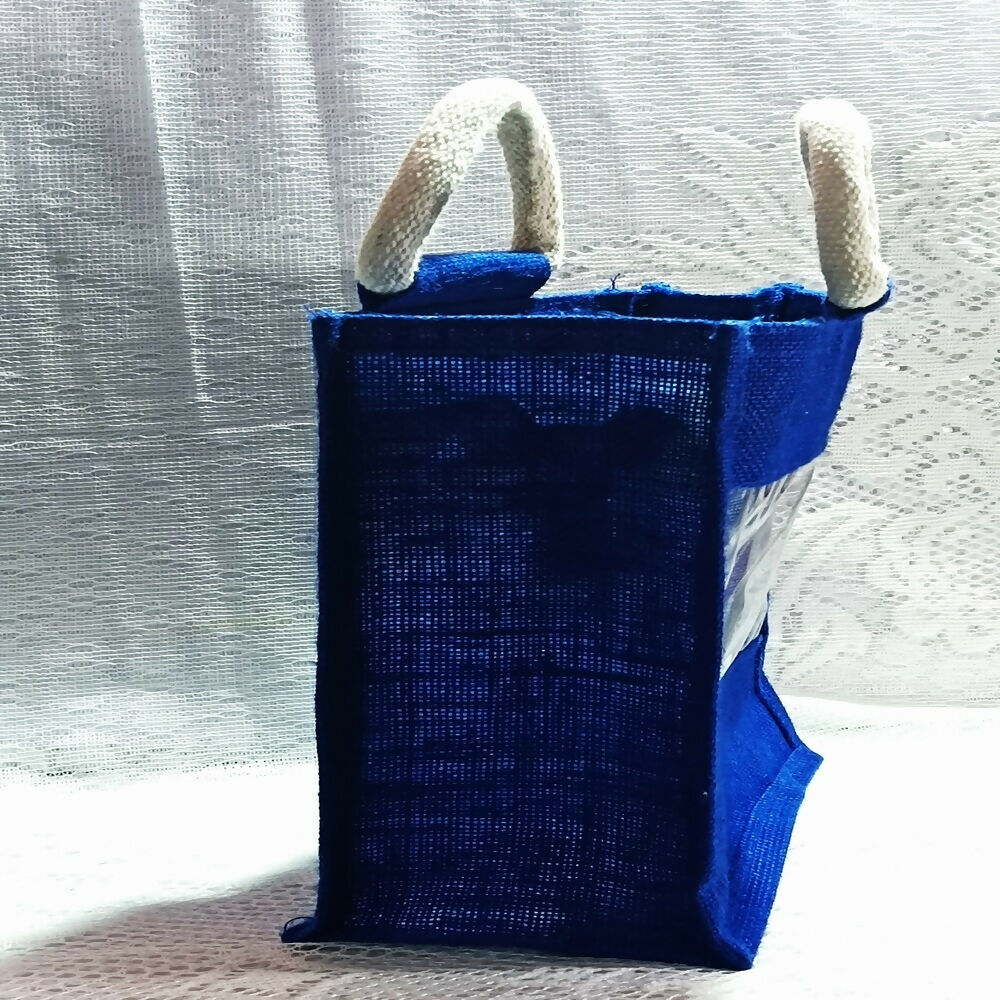 Jute Blue Transpaent Bags Simple, Casual & Very Handy - Distacart