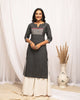 FIORRA Women's Floral Printed Black Cotton Straight Kurta - Distacart