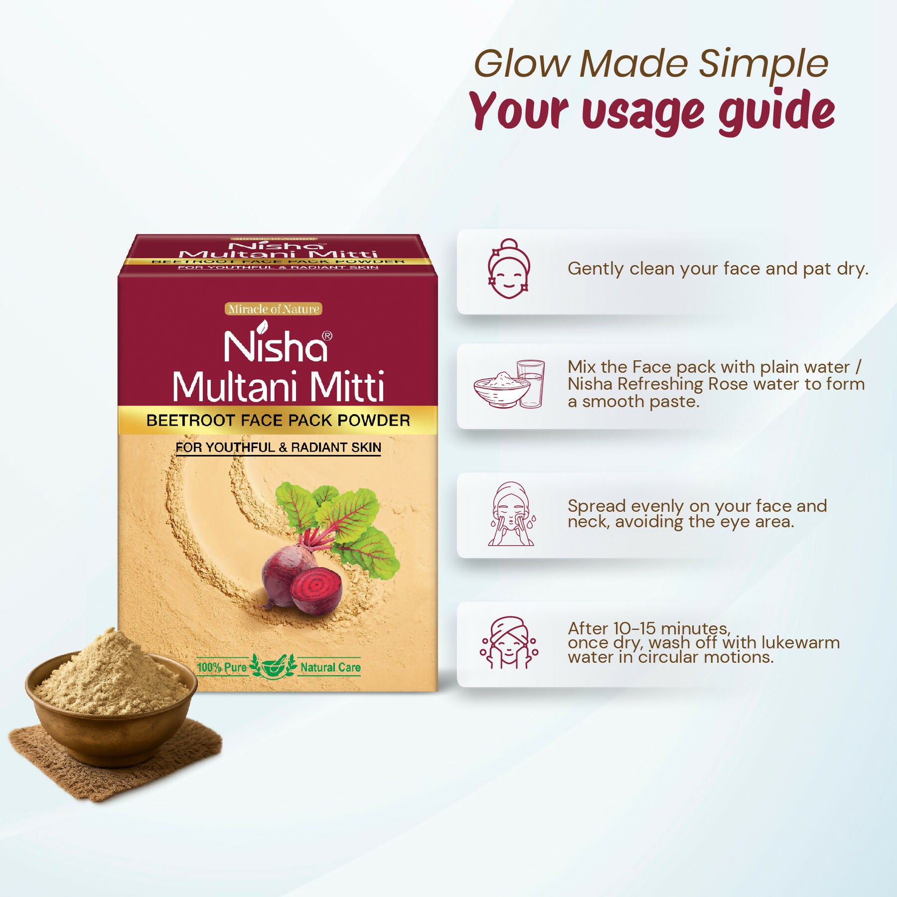 Nisha Beetroot Multani Mitti for Face |Skin Brightening Face Pack - Distacart