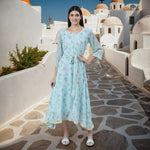 Thumbnail for Souchii Blue Floral Chiffon Maxi Dress For Women – Souchii