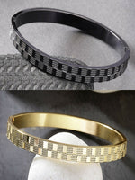 Thumbnail for NVR Men's Set of 2 Gold & Black Rhodium-Plated Stainless Steel Kada Bracelet - Distacart
