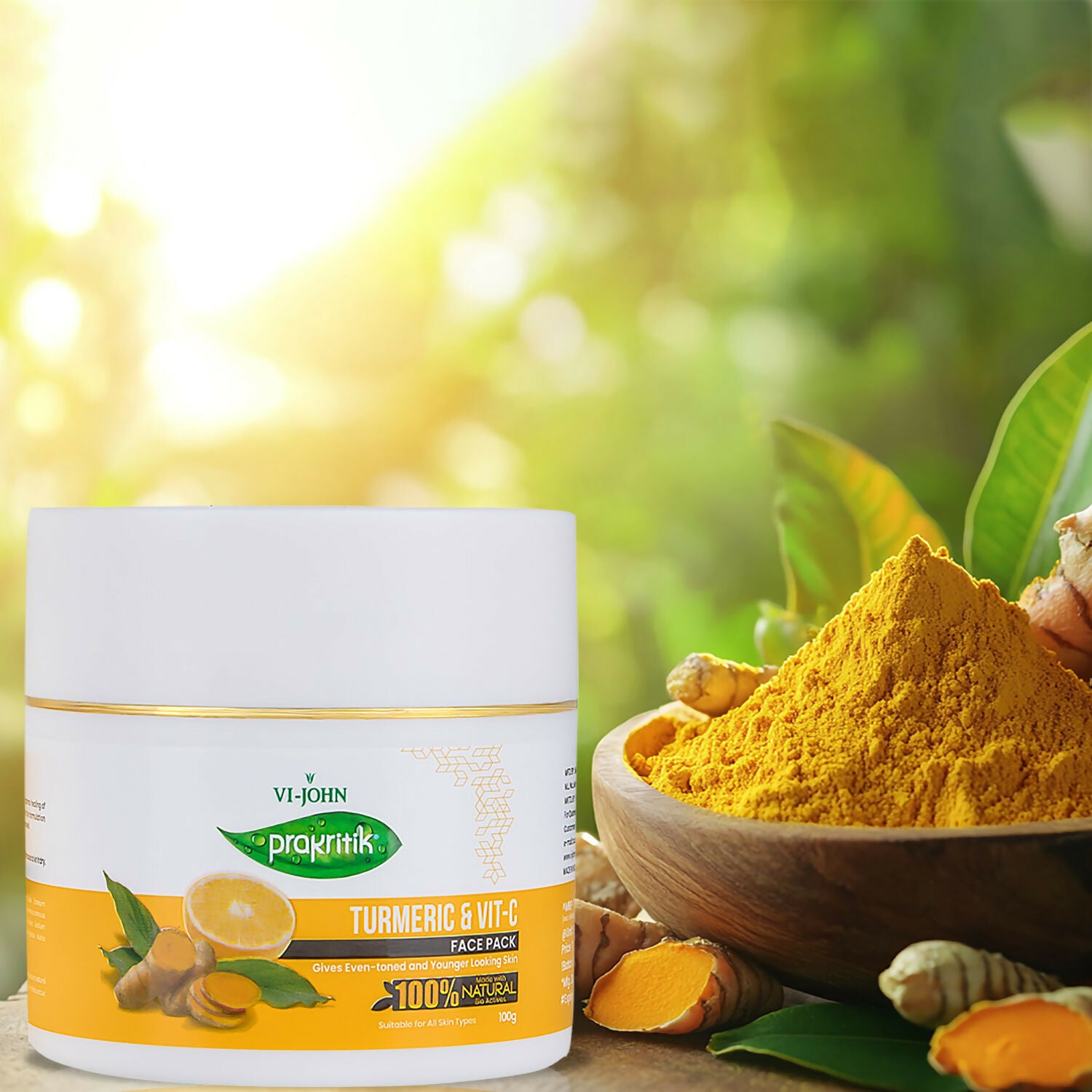 VI-JOHN Prakritik Vitamin C & Turmeric Face Pack Fades Dark Spots, 100% Natural Bio Actives