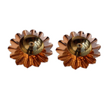 Thumbnail for CraftVatika Lotus Puja Oil Lamp Stand For Pooja, Brown-Small