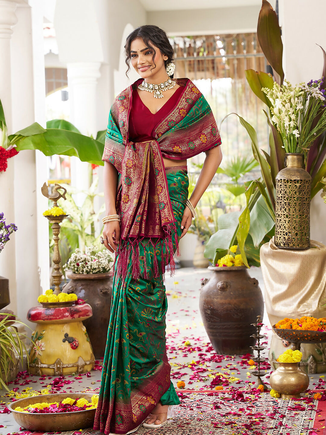 Shree Shyam Fashion Green Soft Silk Saree - Distacart