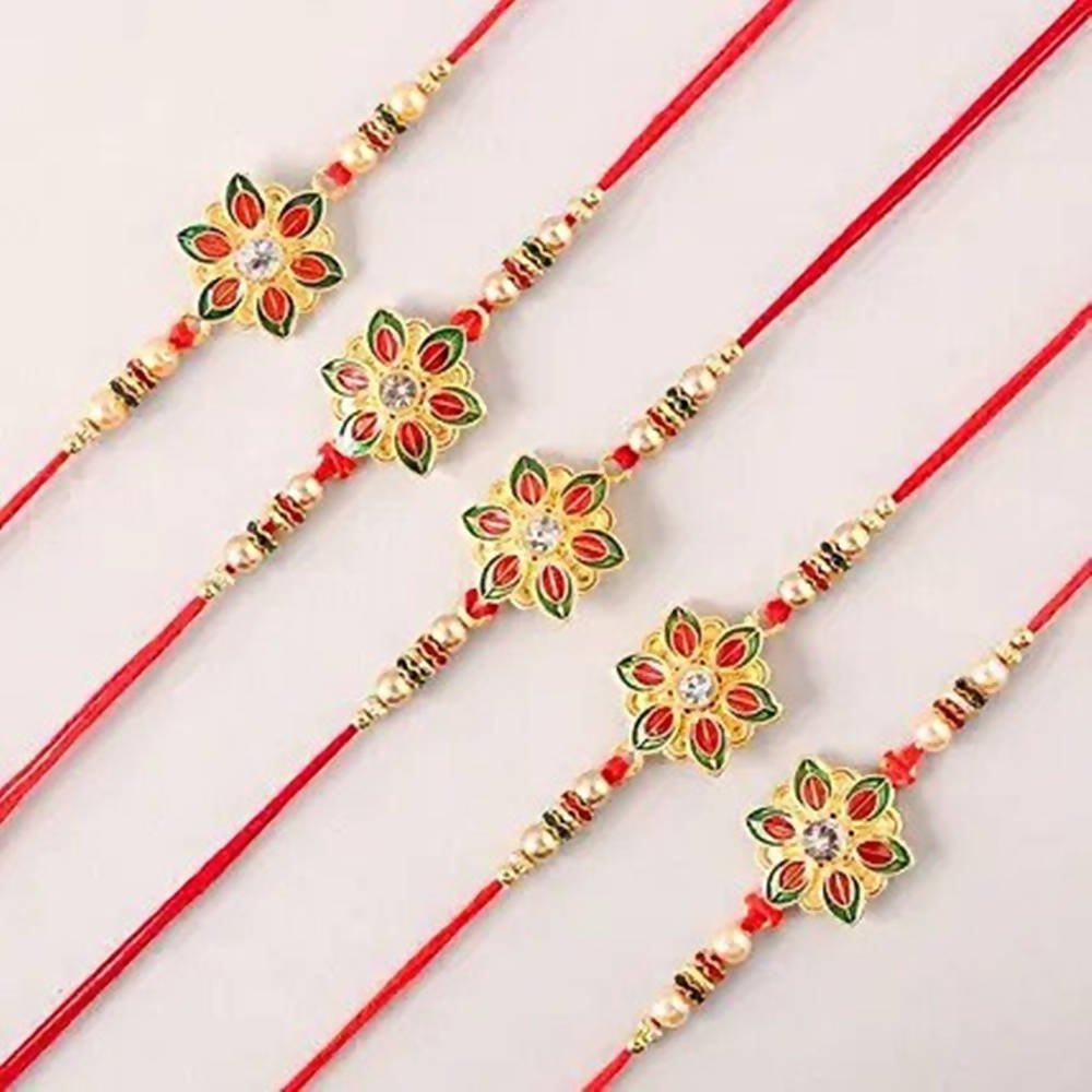 Alluring Meenakari Set of 5 Rakhi online