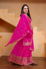 Thumbnail for Teeya Creation Pink Color Chinon Silk Wedding Wear Trending Palazzo Set - Distacart