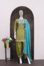 Thumbnail for Anaita Green Embroidered Silk Stitched Dhoti Suit - Distacart