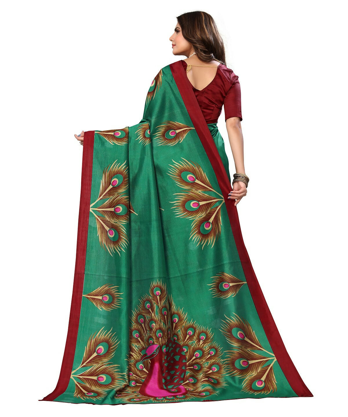 Vamika green Printed Art Silk Saree - Distacart
