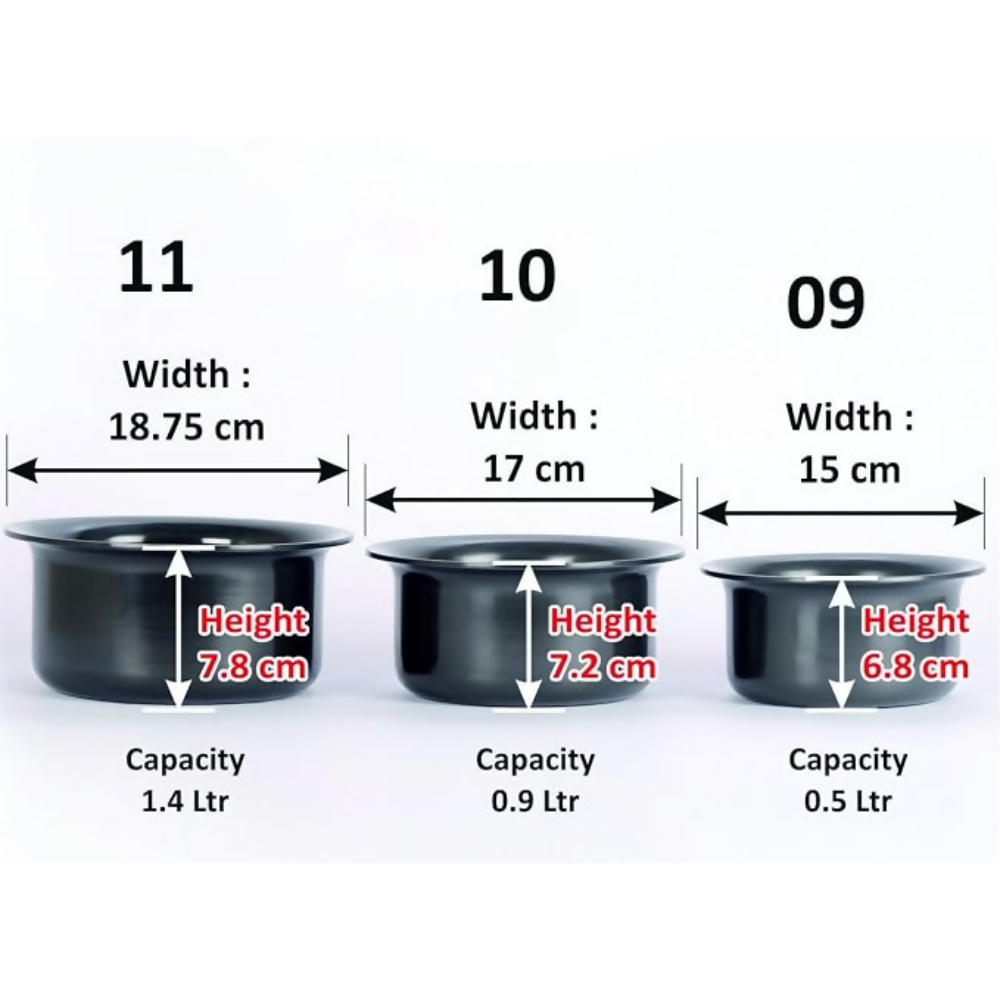 Sumeet Aluminium Hard Anodised Tope (9-11), Non-Stick - Dista