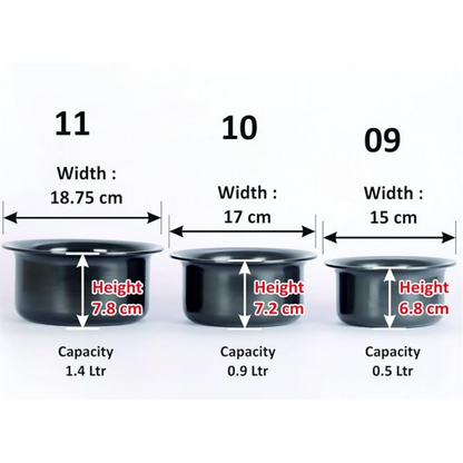 Sumeet Aluminium Hard Anodised Tope (9-11), Non-Stick - Dista