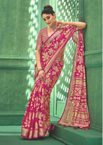 Thumbnail for Joban Fashion Pinkdull Moss Brasso With Kasab Zari Border Saree & Tassels With Brasso Blouse