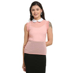 Thumbnail for Aastha Fashion Women's Light Pink Georgette Solid Casual Top - Distacart