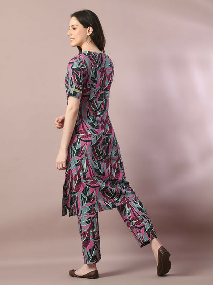 Myshka Women's Multi Printed Cotton Straight Party Kurta Set - Distacart