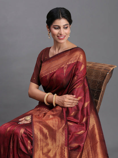 Shree Shyam Fashion Silk Maroon Saree - Distacart