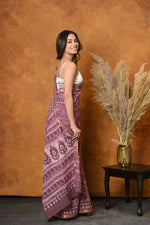 Thumbnail for Very Much Indian Handblock Printed Cotton Saree With Natural Dyes - Pink - Distacart