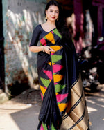 Thumbnail for Preksha Creation Banarasi Women Black Saree With Zari Work - Distacart