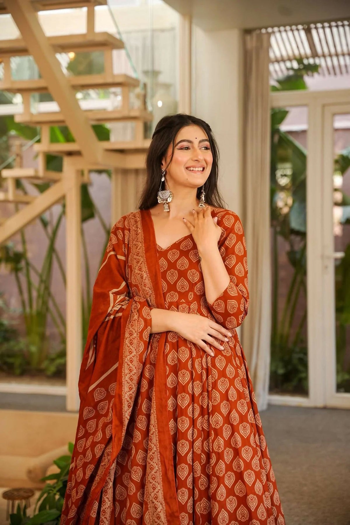 Aayaa Designer Cotton Silk Suit - Maroon - Dista