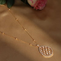 Thumbnail for Long Gold Chain with Kundan Jhallar Pendant (Gold) - Ruby Raang - Distacart