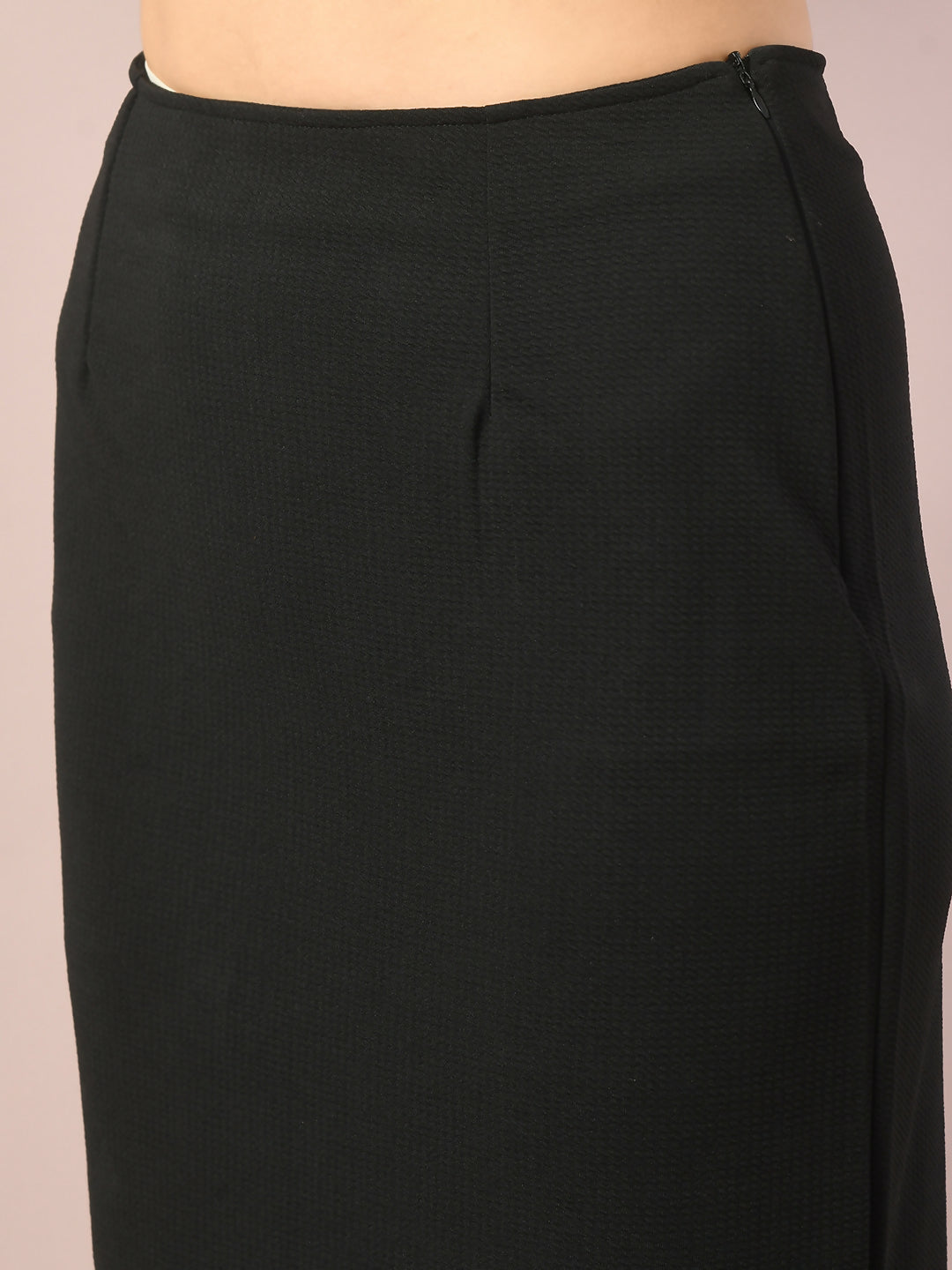 Myshka Women's Black Solid Knee Length Party Embellished Skirts - Distacart