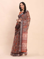 Thumbnail for Astita Linen Cotton Brown Saree