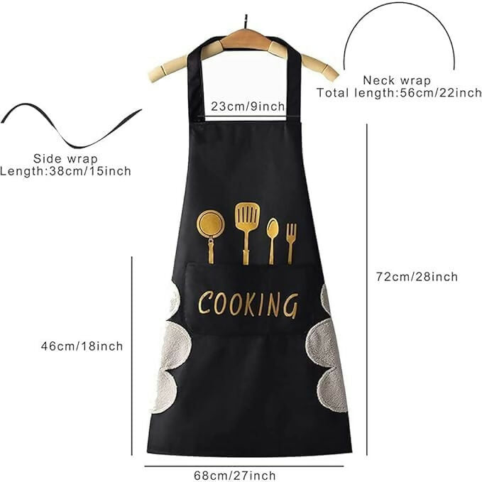 Klimet Waterproof Kitchen Apron For Women-Black - Dista